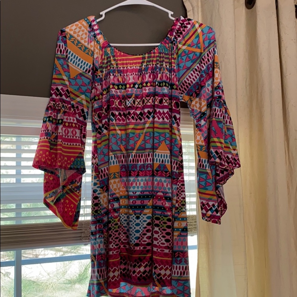 A colorful long sleeve dress. Good Easter dress!